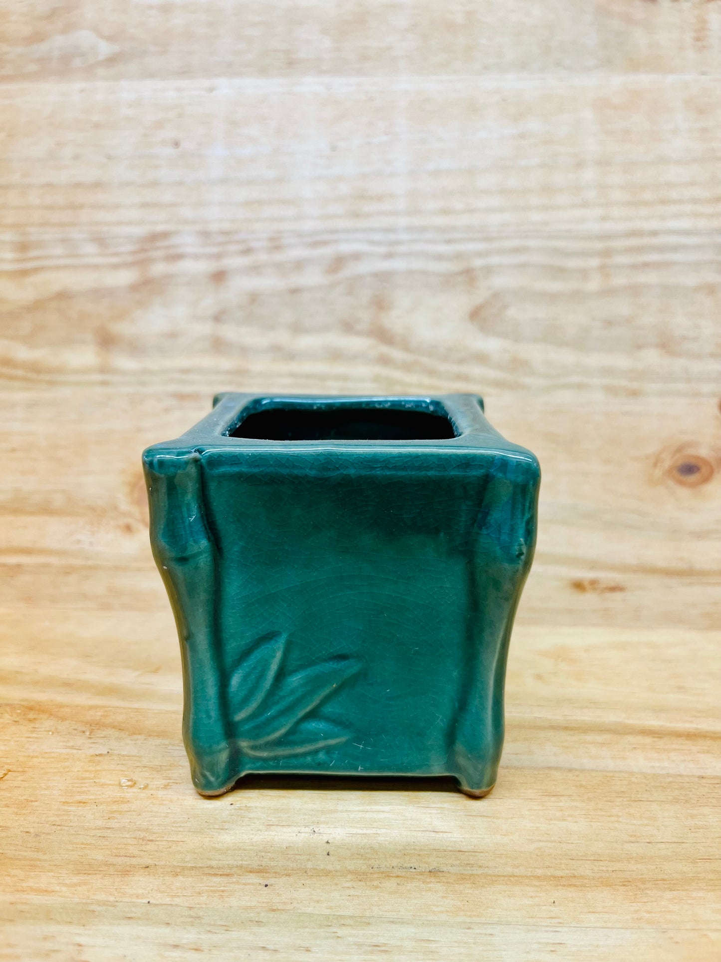 Green Square Vase For Lucky Bamboo