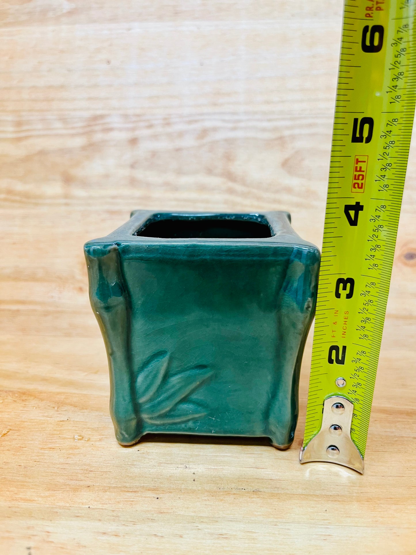 Green Square Vase For Lucky Bamboo