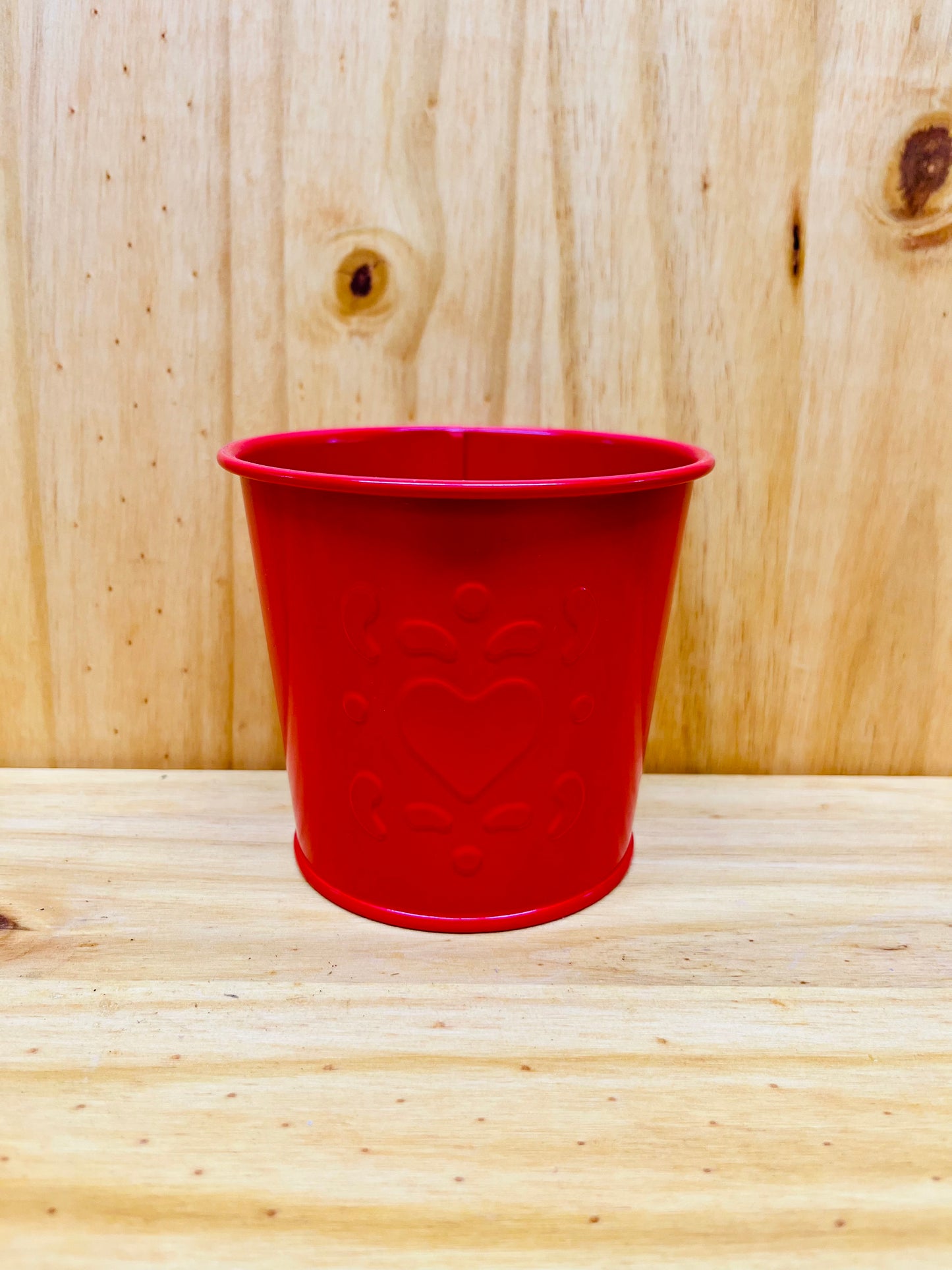 Red Stainless Steel Pot Heart Motif 2 Pack - Fits 3.5” Potted Plants