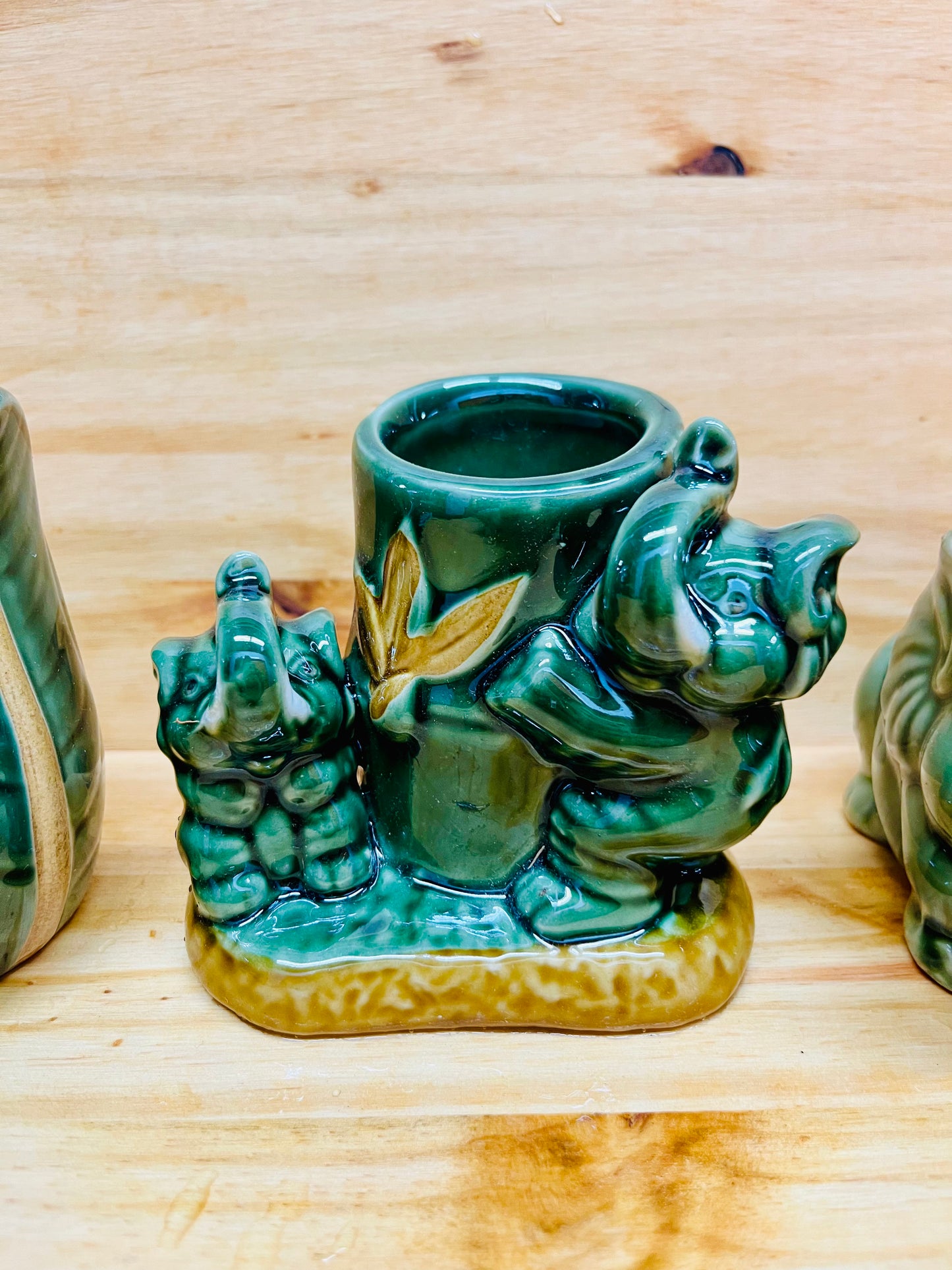 Three Pack Ceramic Elephant Vases For Lucky Bamboo Plants