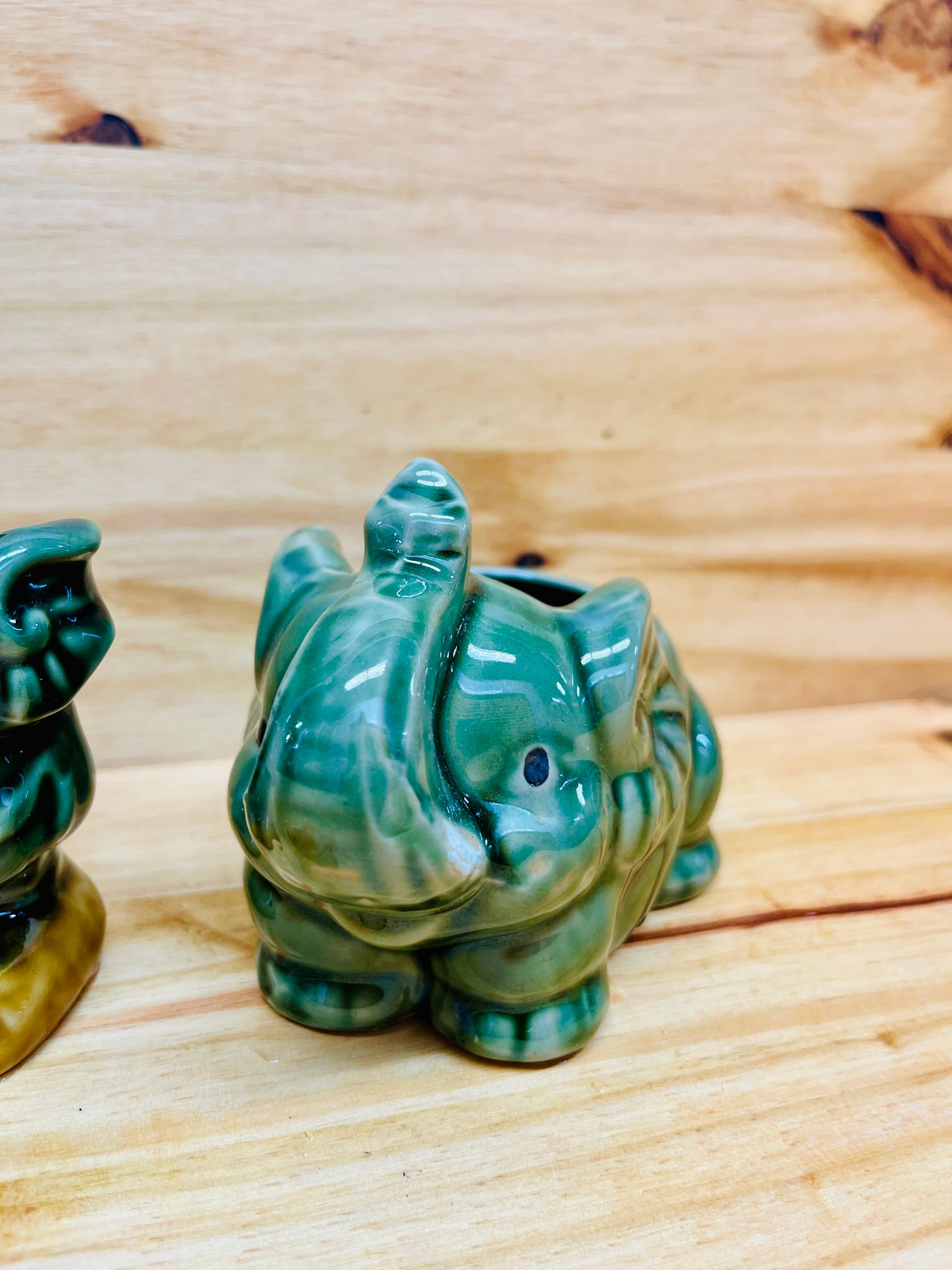 Three Pack Ceramic Elephant Vases For Lucky Bamboo Plants