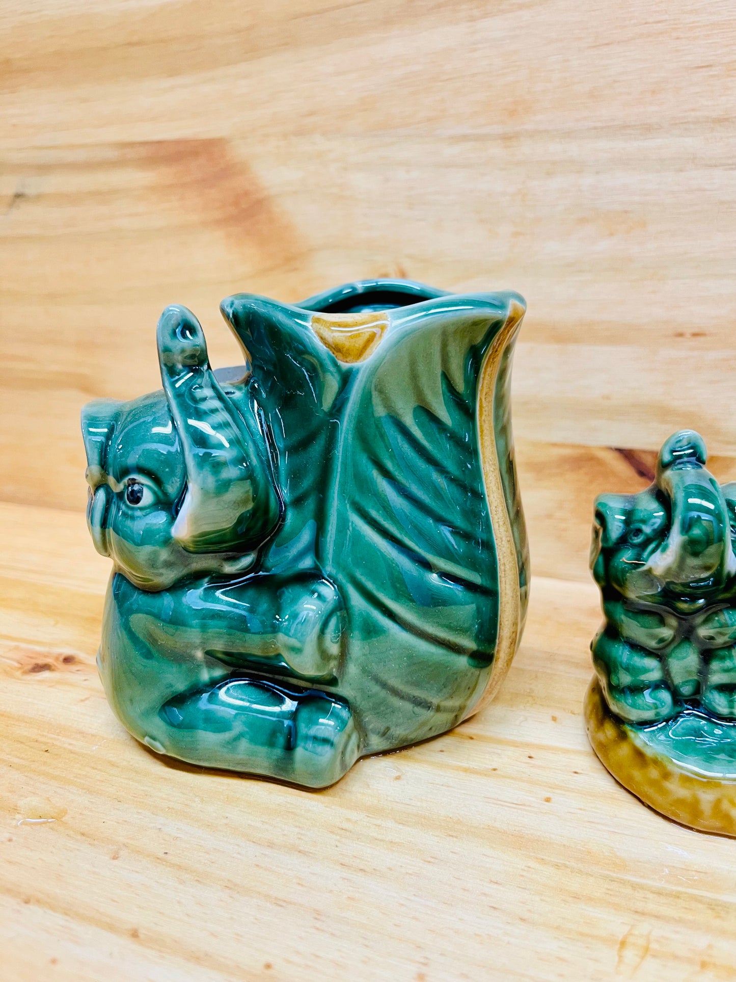 Three Pack Ceramic Elephant Vases For Lucky Bamboo Plants