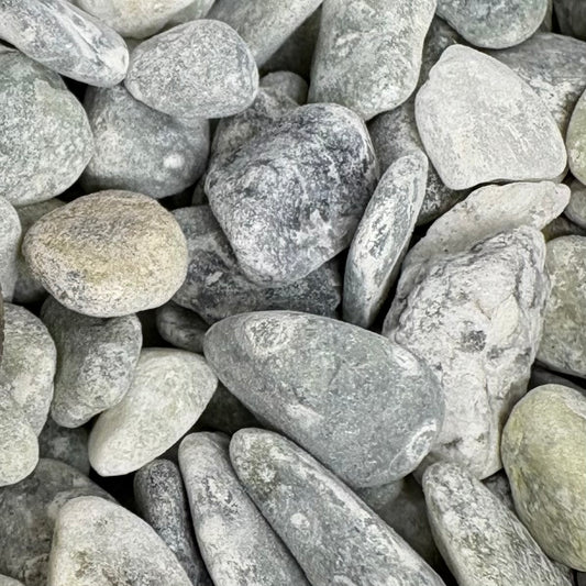 Close-up of gray and white pebbles